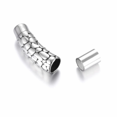 Tube magnetlås med slangemønster 8mm - 1 stk Perler, vedhæng og låse