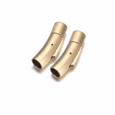 Tube magnetlås i stål pushlås børstet guld - 6mm Perler, vedhæng og låse